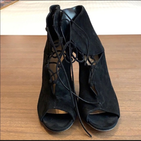 Gianvito Rossi Black suede peep-toe ankle boots 39 - Picture 2 of 8